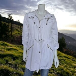 Vince Camuto white women's trench adjustable waist and sleeves autumn fa…